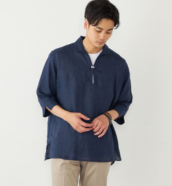 SHIPS Colors 「SHIPS Colors:リネン カプリ シャツ◇」|シャツ・ブラウス|ネイビー