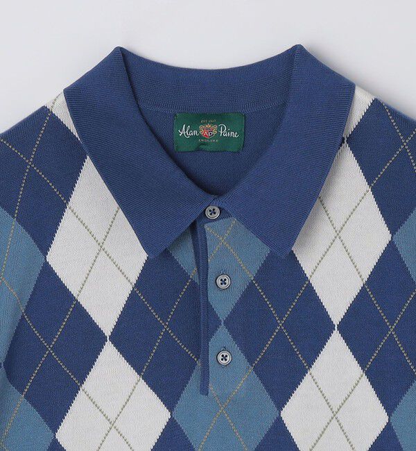 SHIPS「ALANPANE: 16ゲージ アーガイルチェック コットン ニット ポロシャツ」|ニット・セーター|