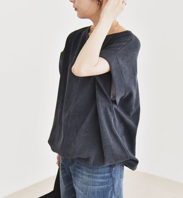 quaranciel「quaranciel:〈洗濯機可能〉ポリエステル ベロア ドロスト ルーズ プルオーバー」|Tシャツ・カットソー|