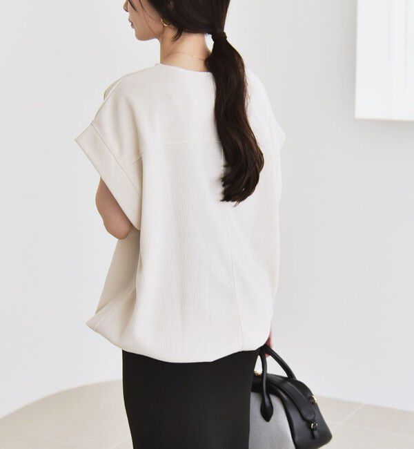 quaranciel「quaranciel:〈洗濯機可能〉ポリエステル ベロア ドロスト ルーズ プルオーバー」|Tシャツ・カットソー|