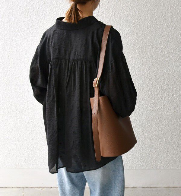 SHIPS any「SHIPS any:〈手洗い可能〉シアー ドット レギュラーカラー ギャザー シャツ」|シャツ・ブラウス|