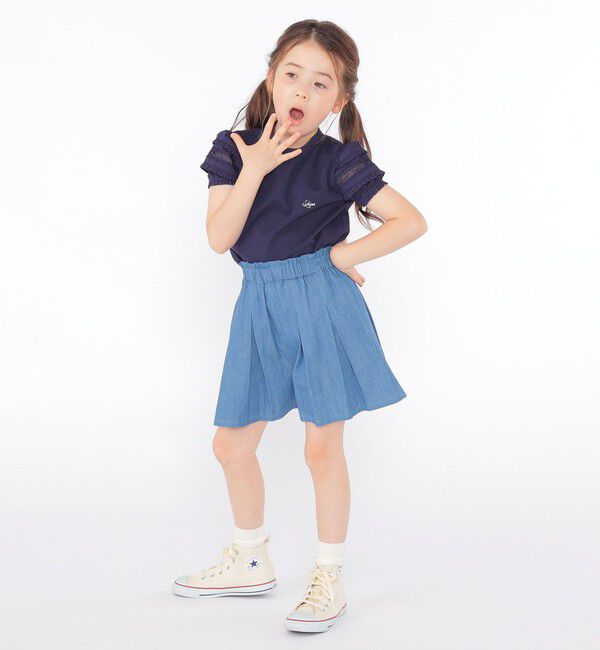 SHIPS KIDS「SHIPS KIDS:100～130cm/袖レース デザイン Tシャツ」|Tシャツ・カットソー|