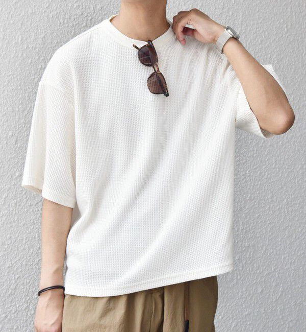 SHIPS any「SHIPS any: ワッフル リラックス クルーネック Tシャツ◇」|Tシャツ・カットソー|ホワイト