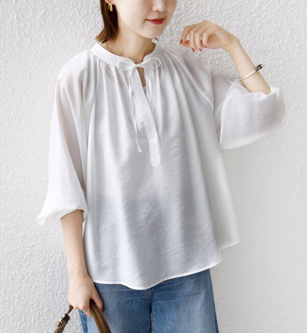 SHIPS for women「〈手洗い可能〉シアー タンブラー デザイン ギャザー ブラウス」|シャツ・ブラウス|