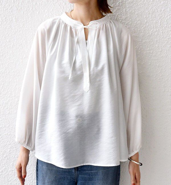 SHIPS for women「〈手洗い可能〉シアー タンブラー デザイン ギャザー ブラウス」|シャツ・ブラウス|