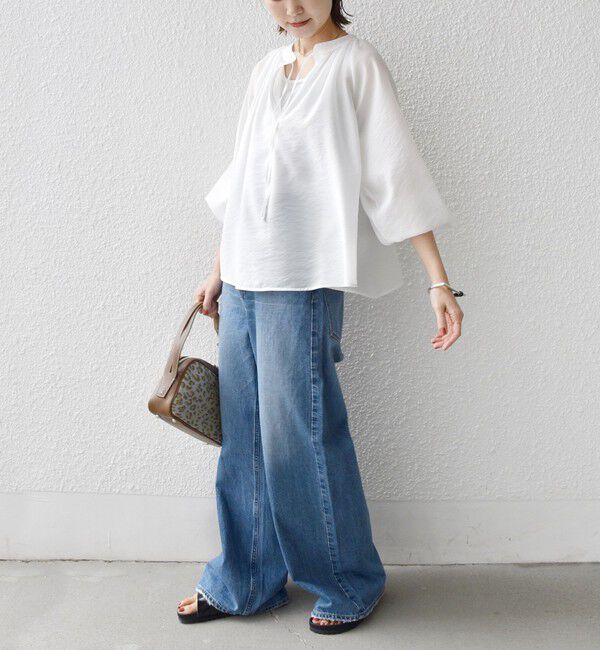 SHIPS for women「〈手洗い可能〉シアー タンブラー デザイン ギャザー ブラウス」|シャツ・ブラウス|