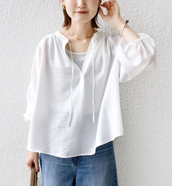 SHIPS for women「〈手洗い可能〉シアー タンブラー デザイン ギャザー ブラウス」|シャツ・ブラウス|