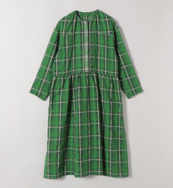 quaranciel「quaranciel:〈手洗い可能〉シアー チェック クルーネック ギャザー ワンピース」|ワンピース|