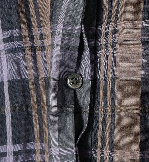 quaranciel「quaranciel:〈手洗い可能〉シアー チェック クルーネック ギャザー ワンピース」|ワンピース|