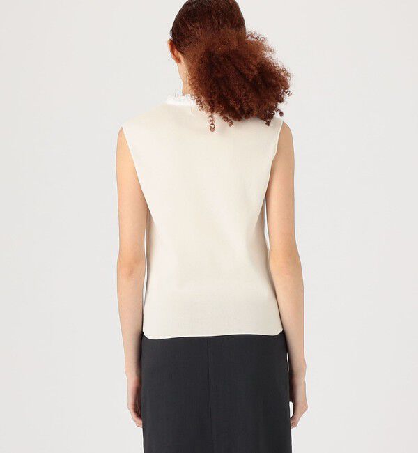 Ballsey「マテリアルコンビ フリルカラーノースリーブプルオーバー」|ニット・セーター|