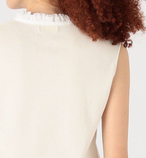 Ballsey「マテリアルコンビ フリルカラーノースリーブプルオーバー」|ニット・セーター|