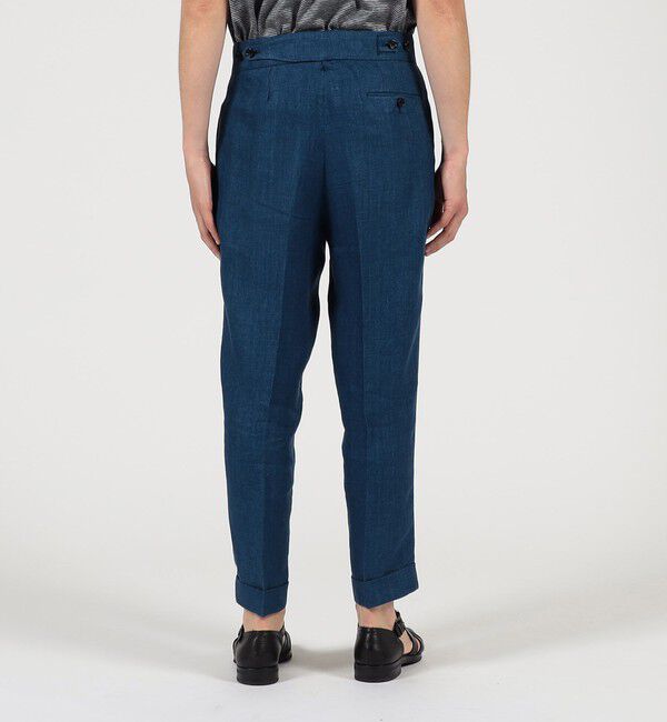 TOMORROWLAND MENS「リネン バックベルト ペグトップスラックス SOLBIATI」|スラックス|