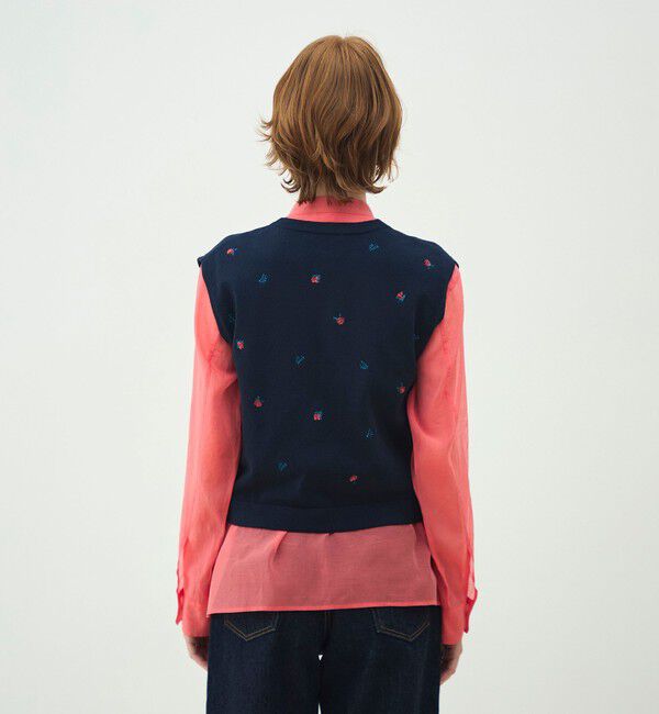 MACPHEE「フラワーエンブロイダリー Vネックベスト」|ベスト・ジレ|