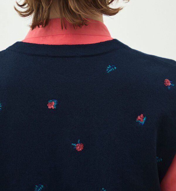 MACPHEE「フラワーエンブロイダリー Vネックベスト」|ベスト・ジレ|