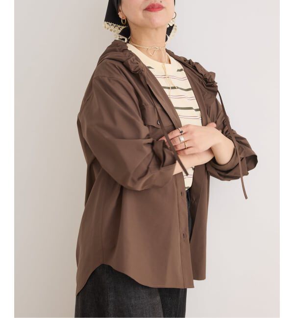 IENA LA BOUCLE「IENA LA BOUCLE ライトタフタフーテッドシャツ」|シャツ・ブラウス|