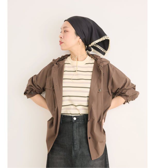 IENA LA BOUCLE「IENA LA BOUCLE ライトタフタフーテッドシャツ」|シャツ・ブラウス|ブラウン
