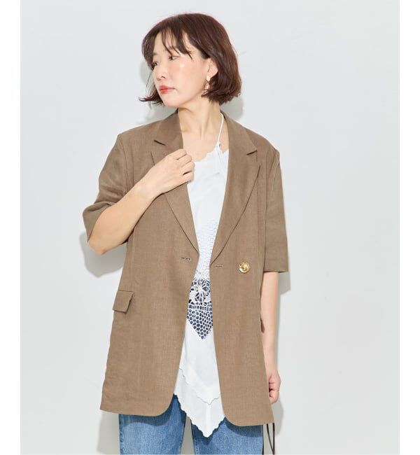 journal standard L'essage「《予約》リネンハーフスリーブジャケット」|テーラードジャケット|