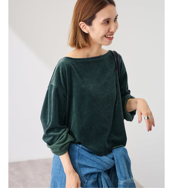 FRAMeWORK「ベロアボーダープルオーバー」|Tシャツ・カットソー|