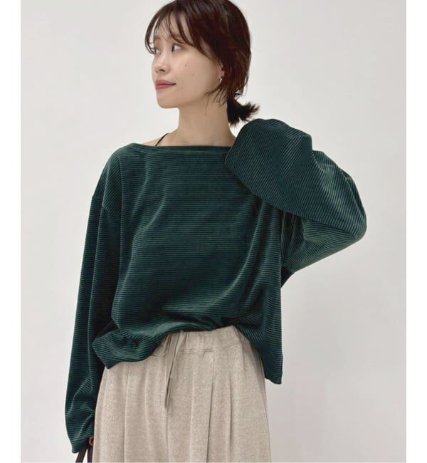 FRAMeWORK「ベロアボーダープルオーバー」|Tシャツ・カットソー|