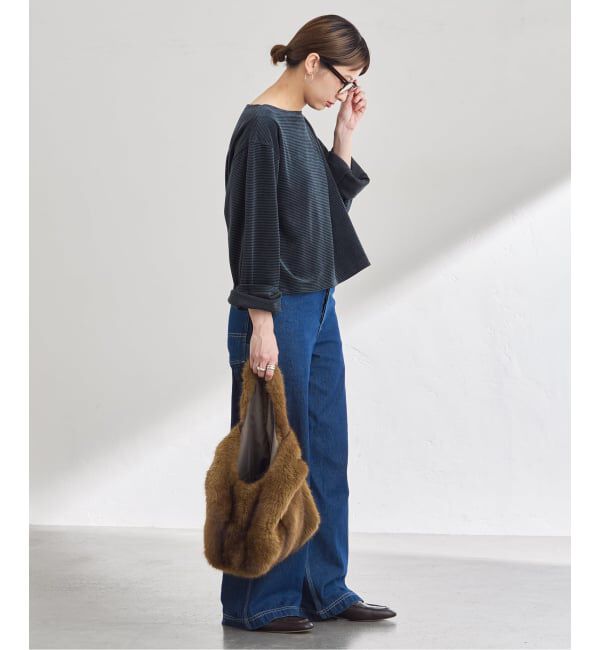 FRAMeWORK「ベロアボーダープルオーバー」|Tシャツ・カットソー|