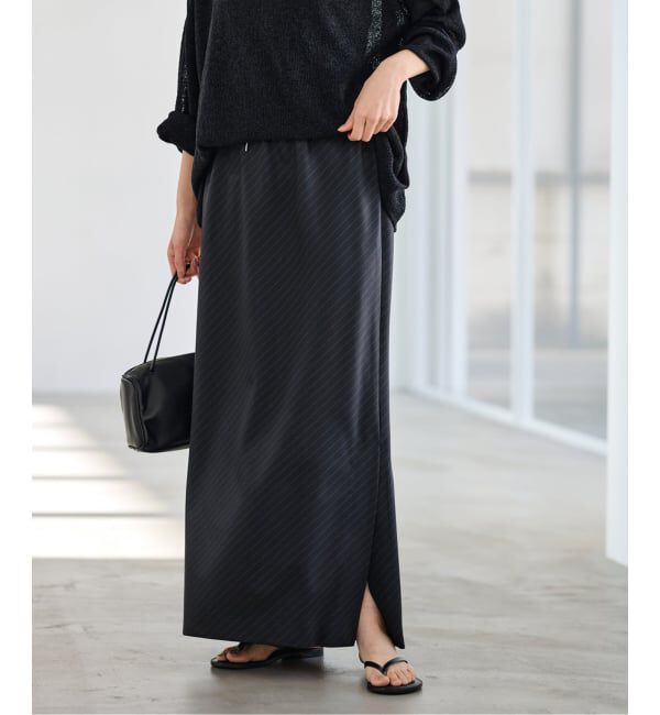 FRAMeWORK「TWストライプバイアススカート」|スカート|ネイビー