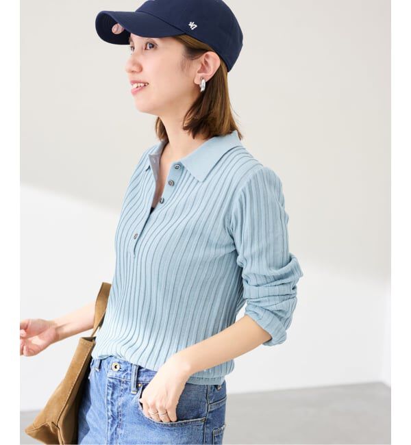 FRAMeWORK「リブニットポロシャツ」|ニット・セーター|サックスブルー