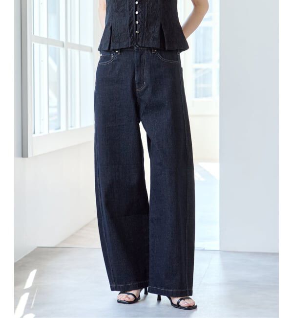 U by SPICK&SPAN「《予約》バレルレッグバギーデニム」|デニム|ネイビー