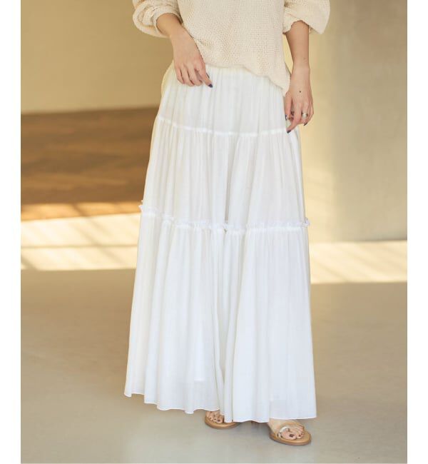 NOBLE「《予約・セットアップ対応》ラミーリヨセルツイルティアードスカート」|スカート|