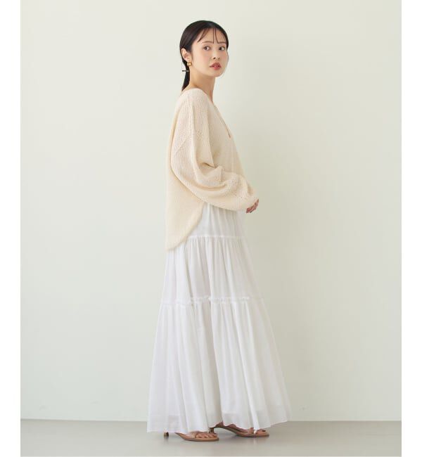 NOBLE「《予約・セットアップ対応》ラミーリヨセルツイルティアードスカート」|スカート|