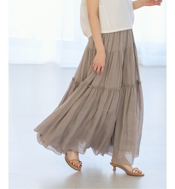 NOBLE「《予約・セットアップ対応》ラミーリヨセルツイルティアードスカート」|スカート|