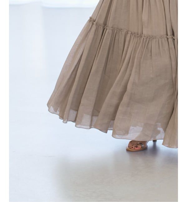 NOBLE「《予約・セットアップ対応》ラミーリヨセルツイルティアードスカート」|スカート|