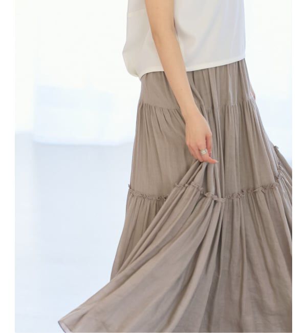 NOBLE「《予約・セットアップ対応》ラミーリヨセルツイルティアードスカート」|スカート|