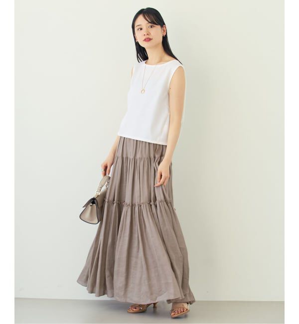 NOBLE「《予約・セットアップ対応》ラミーリヨセルツイルティアードスカート」|スカート|