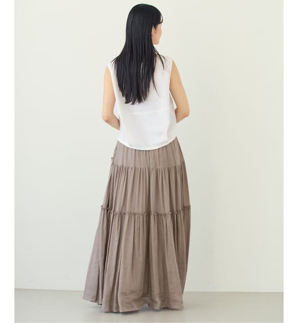 NOBLE「《予約・セットアップ対応》ラミーリヨセルツイルティアードスカート」|スカート|