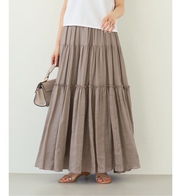 NOBLE「《予約・セットアップ対応》ラミーリヨセルツイルティアードスカート」|スカート|