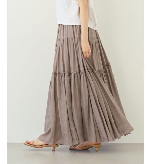NOBLE「《予約・セットアップ対応》ラミーリヨセルツイルティアードスカート」|スカート|