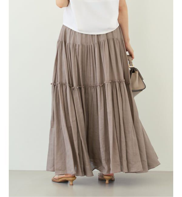 NOBLE「《予約・セットアップ対応》ラミーリヨセルツイルティアードスカート」|スカート|
