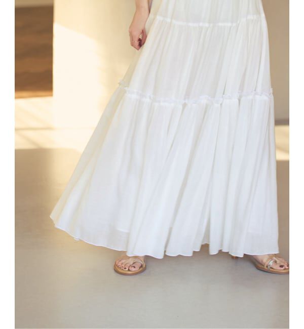 NOBLE「《予約・セットアップ対応》ラミーリヨセルツイルティアードスカート」|スカート|