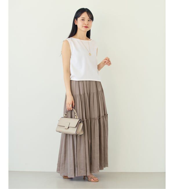 NOBLE「《予約・セットアップ対応》ラミーリヨセルツイルティアードスカート」|スカート|