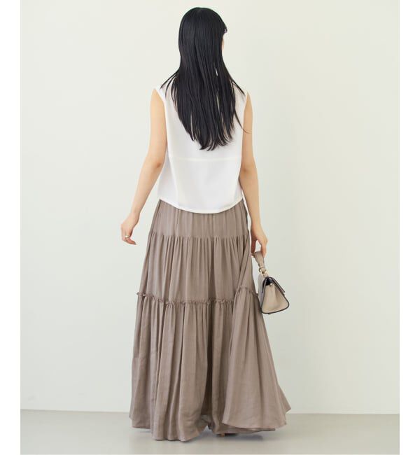 NOBLE「《予約・セットアップ対応》ラミーリヨセルツイルティアードスカート」|スカート|