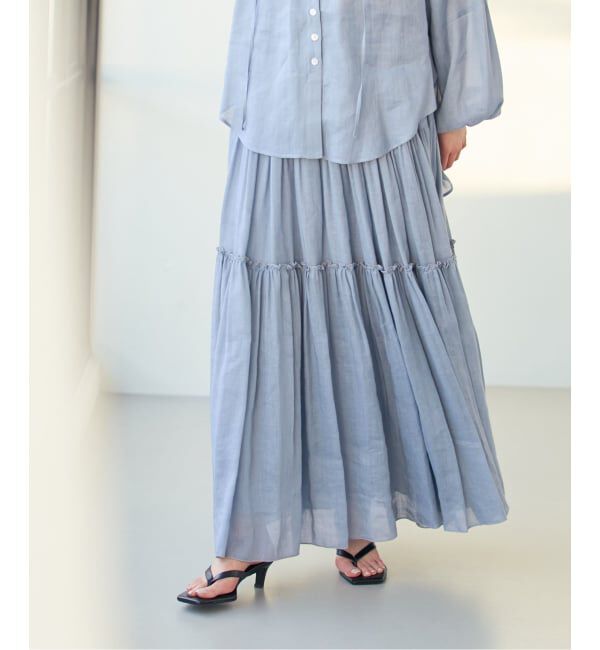 NOBLE「《予約・セットアップ対応》ラミーリヨセルツイルティアードスカート」|スカート|