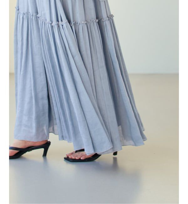 NOBLE「《予約・セットアップ対応》ラミーリヨセルツイルティアードスカート」|スカート|