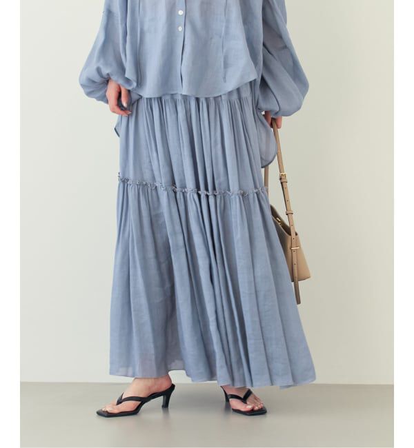 NOBLE「《予約・セットアップ対応》ラミーリヨセルツイルティアードスカート」|スカート|