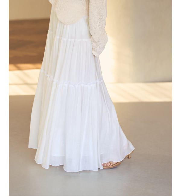 NOBLE「《予約・セットアップ対応》ラミーリヨセルツイルティアードスカート」|スカート|