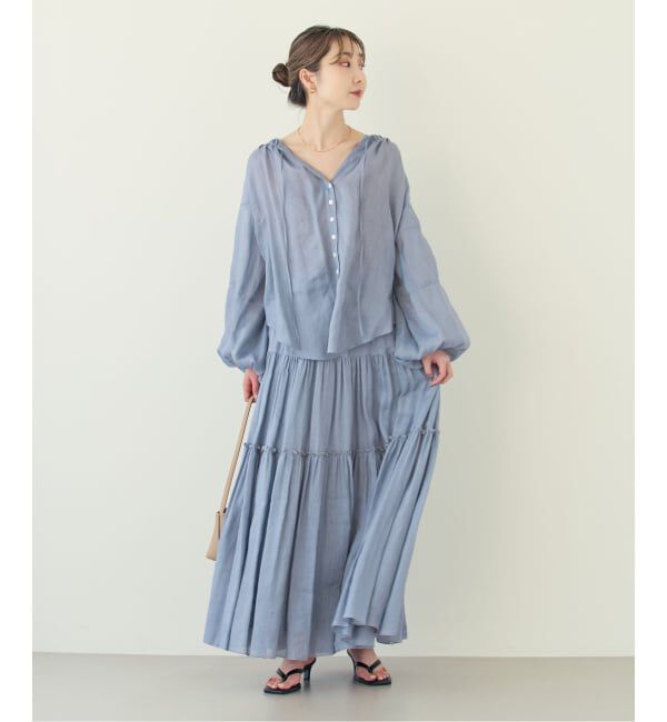 NOBLE「《予約・セットアップ対応》ラミーリヨセルツイルティアードスカート」|スカート|