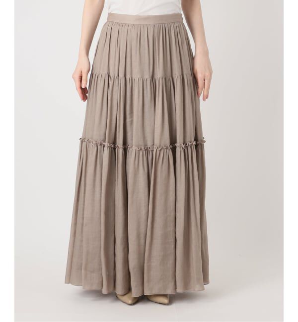 NOBLE「《予約・セットアップ対応》ラミーリヨセルツイルティアードスカート」|スカート|