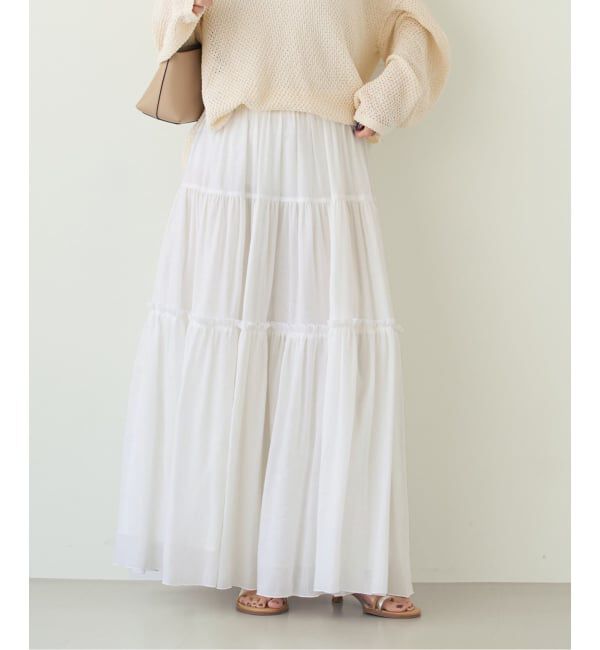 NOBLE「《予約・セットアップ対応》ラミーリヨセルツイルティアードスカート」|スカート|