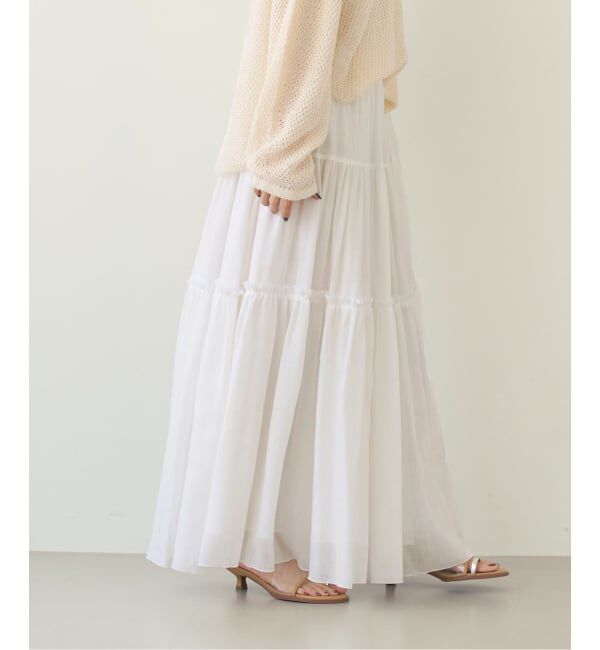 NOBLE「《予約・セットアップ対応》ラミーリヨセルツイルティアードスカート」|スカート|