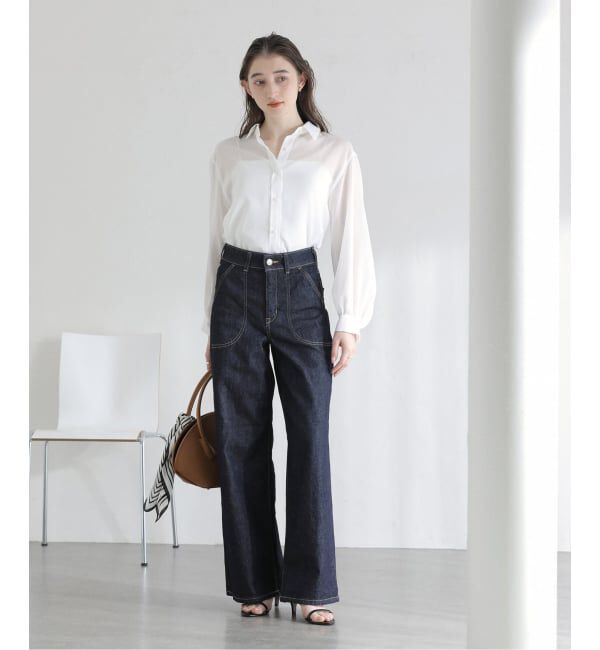  「【洗える】SOMETHING / サムシング LISA LACE UP WIDE」|デニム|