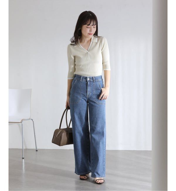  「【洗える】SOMETHING / サムシング LISA LACE UP WIDE」|デニム|